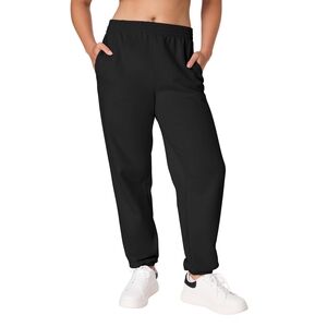 Hanes Women's Black Elastic-Waist Track Joggers